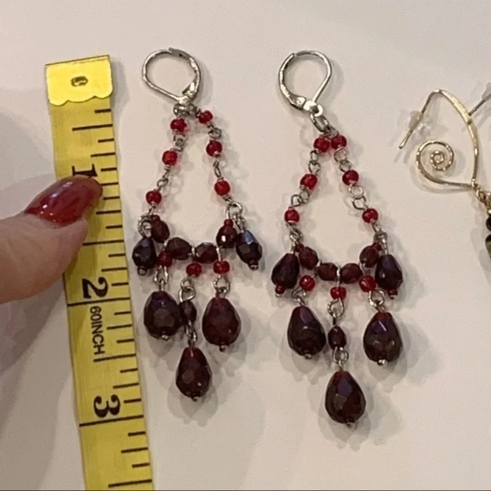 💐5/25 2 pair lot delicate dangle drop chandelier gold silver tone crystal - Picture 6 of 8